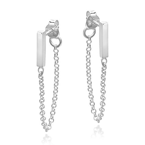 Boucles d'oreilles à tige et chaîne uniques en argent 925 : le cadeau idéal pour femme