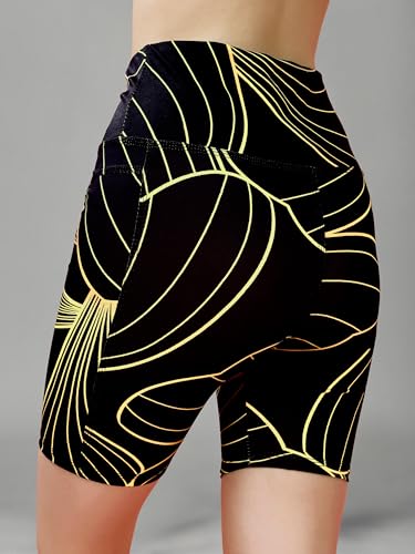 Image of Women's Polyester Stretchable Gym Shorts with Side Pockets High Waist Slim Fit Above Knee Length Activewear Tights Gym Fitness Cycling Running Yoga Shorts for Women