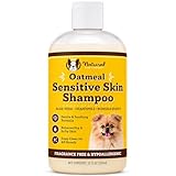 Natural Dog Company Sensitive Skin Dog Shampoo – Hypoallergenic Oatmeal Anti Itch Shampoo for Dogs, Gentle Puppy & Dog Wash with Aloe Vera, Manuka Honey & Chamomile, Odor Control, 12 oz