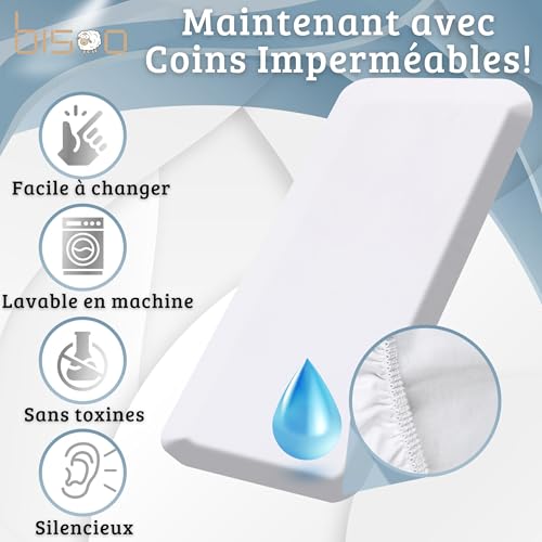 Drap housse 60x120 lit bebe impermeable blanc en jersey - 3