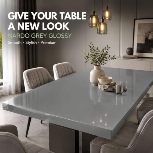 Image of WISDOM Nado Grey Glossy Self Adhesive Wallpaper for Furniture & Cabinets Waterproof, Easy to Clean Peel and Stick Vinyl Film Kitchen Cabinet, Wardrobe, Shelf & Home Decor Makeover (20x96 in)