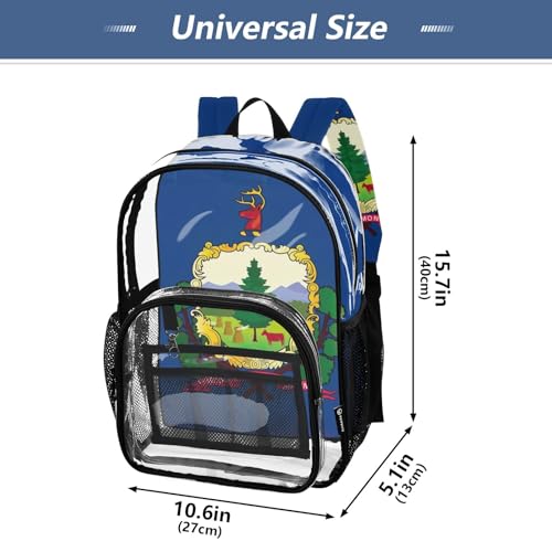 Clear Backpack Women Cute Vermont State Flag Boys Backpacks for Girls Plastic See through Bookbag4