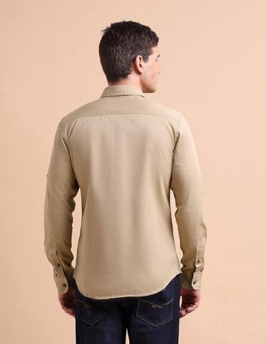 Image of U.S. Polo ASSN. Solid Regular Fit Cotton Shirts for Men - 100% Cotton, Full Sleeve Mens Casual Shirts