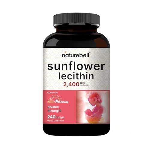 Image of NatureBell Sunflower Lecithin - 240 Softgels - 2,400mg Cold Pressed Sunflower Lecithin - with Naturally Occurring Phosphatidyl Choline - for Lactation & Normal Milk Flow Support*