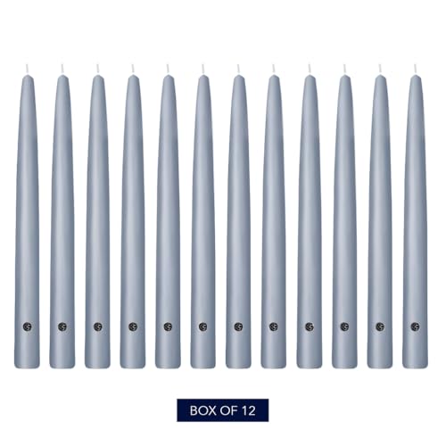 Image of Colonial Candle Unscented Taper Candle, Handipt Collection, Wedgewood, 12 in, Pack of 12 - Up to 10 Hours Burn