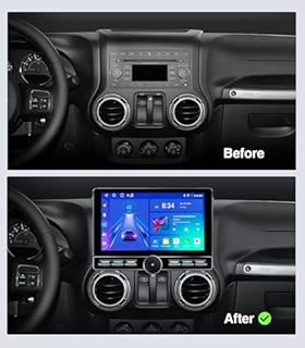 for Jeep Wrangler JK Head Unit Dodge Ram 1500 Radio | Wireless CarPlay Android Auto QLED Touch Screen Car Stereo | Single Knob Keybutton| AM/FM |Steering Wheel Control