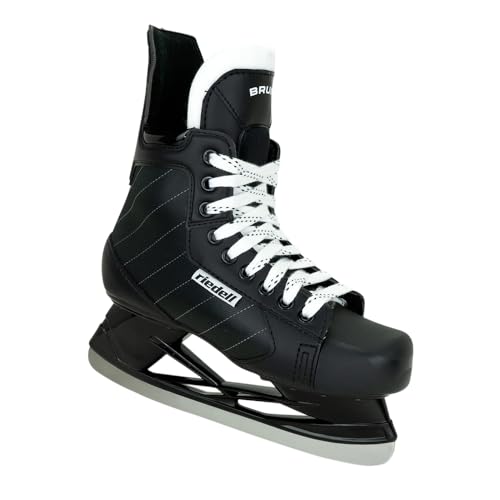 Riedell Bruin Classic Hockey Ice Skates - Durable, Comfortable Ice Hockey Skates for Men and Women with Rugged Foam-Padded Uppers and Stainless Steel Blades - Black, Size 10