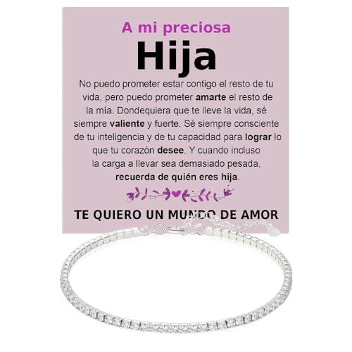 Bramart Pulsera Mujeres A mi Hija Plata sterling 925 Cumpleaños Ideas de Regalos para ella, Pulseras de Tenis oro Idea de Regalo Navidad - Caja con DEDICACIÓN incluida (A mi Preciosa Hija 2) Bramart Pulsera Mujeres A mi Hija Plata sterling 925 Cumpleaños Ideas de Regalos para ella, Pulseras de Tenis oro Idea de Regalo Navidad - Caja con DEDICACIÓN incluida (A mi Preciosa Hija 2)