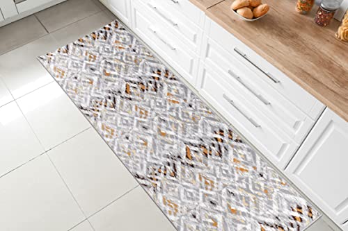 Custom Size Hallway Runner Rug Grey Color 31 inch Wide Select Your Length Non-Slip (Skid Resistance) Rubber Backing 7 feet x 31 inch (Color Options Available)