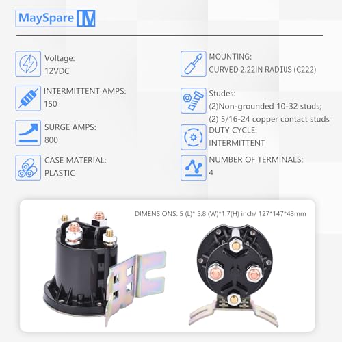 image for MaySpare Solenoid Relay Switch 12 Volt 4 Terminal Trombetta PowerSeal 