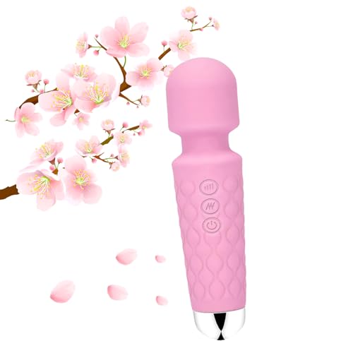 GWWJGSN Handheld Cordless Vibrating Massager - 8 Speeds, 20 Modes, 3-Second Press to Power On, for Neck, Back, Arms, Legs Muscle Relaxation (Rose Pink)