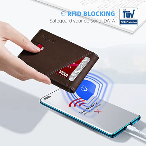Image of Zitahli Slim Wallet for Men,RFID Blocking Leather Bifold with Money Clip | Minimalist Front Pocket Design, Holds 12 Cards, RFID Protection, Gifts for Men on Birthdays, Father's Day, and Christmas