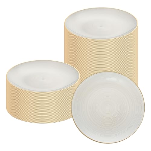 Restaurantware White 10 In Round Gold-Rimmed Plastic Party Plates, 20 Ct