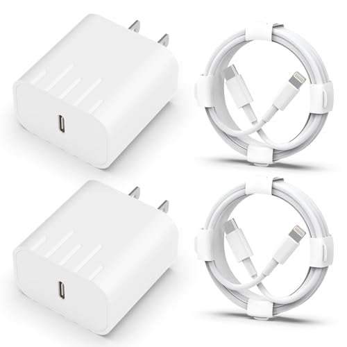 Wall Charger for iPhone 14 Pro Max iPhone 13 12 11 XSXR iPad 2 Pack 20W PD iPhone Charger with 2 Pack 6FT Type C iPhone Lightning Cable USB C Fast Charging USB C Power Adapter
