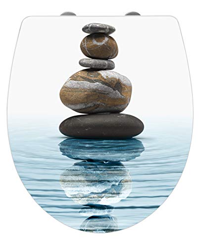 WENKO WC-Sitz Hochglanz Acryl Meditation, High Gloss Oberfläche, hygienischer Toilettendeckel mit Absenkautomatik, aus antibakteriellem Duroplast, 39 x 45 cm