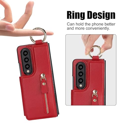 Coque Samsung Galaxy Z Fold 4 en cuir premium rouge