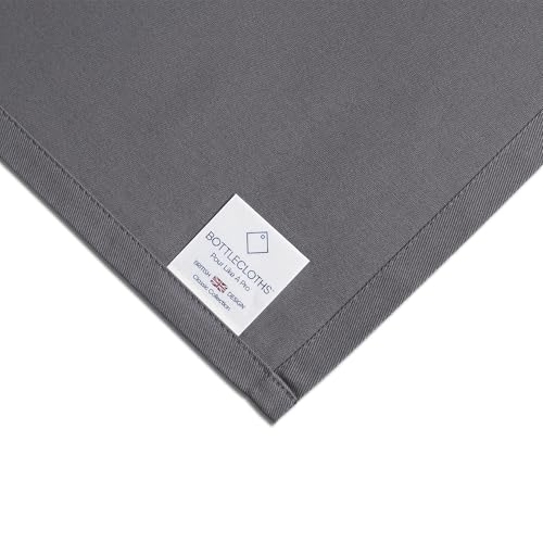 BOTTLECLOTHS - Classic Collection, Flaschentuch mit Metallring für Eiskübel, Baumwolle, 42 cm, Eckloch (Platin mit Anthrazitfarbenem Metallring, 1 Stück)
