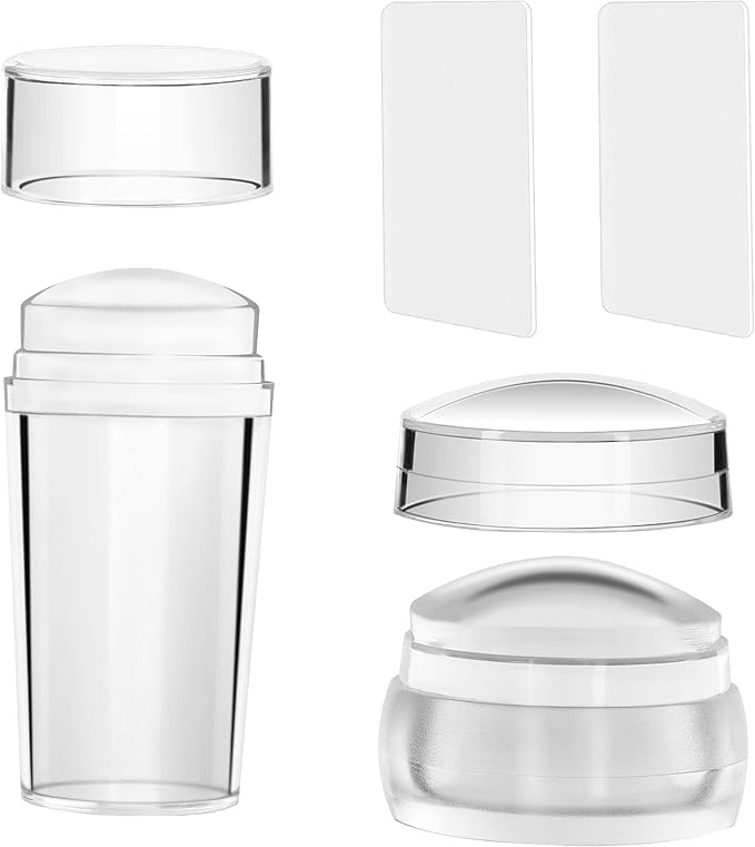 VIVALUXE Şeffaf Silikon Nail Art Stamper Seti, Jelly Nail Stamp, Scraper Kit, Kolay Konumlandırma için Şeffaf Tasarım, Tırnak Baskı Aleti, Nail Art Manikür Aracı, Jel ve Oje ile Uyumlu
