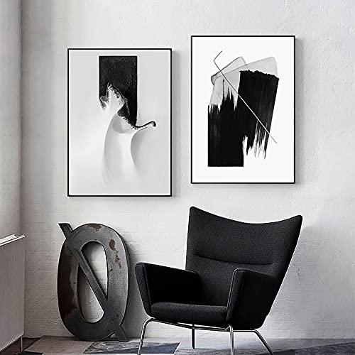 Photos d'art mural abstrait sur toile haut de gamme au design nordique noir et blanc