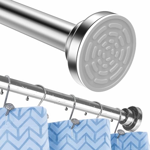 Image of JD FRESH 85 cm to 140 Cm Stainless Steel Extendable Curtain Rod Holder Without Drill /Shower Curtain /Window Curtain Rod For Home /Anti-Skid Spring Pull Rod - Silver(1 Piece)