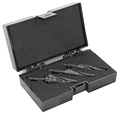 WEN DB124X 3-Piece Impact-Duty Titanium Step Drill Bit Set with #1, 2, and #4 Step Drill Bits