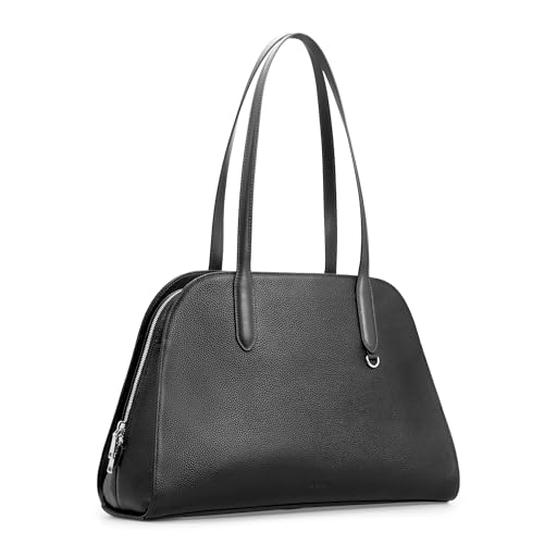 befen Genuine Leather Tote Bag for Women Multi-Pockets Designer Shoulder Tote Work Purse Satchel Handbags, Black, M