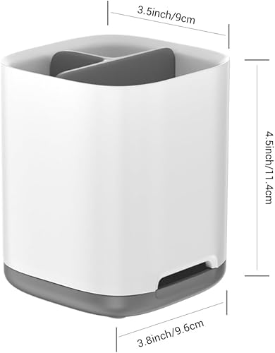 Miniatura 6 de Soporte para cepillo de dientes, soporte para pasta de dientes con parte inferior antideslizante, 3 ranuras, soporte eléctrico para cepillo de