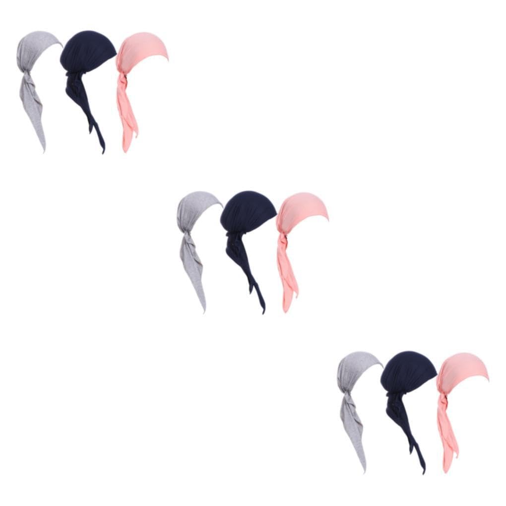 3 Set di Cappello bandana alla moda in 3 pezzi per individui alla moda Cappellini bandana a coda lunga in cotone caldi ed eleganti