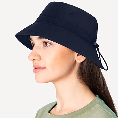 Kdwave Navy Blue Bucket Hats For Men Women Adjustable Lightweight Quick Dry Recycled Polyester Packable Uv Protection Outdoor Sun Hat #TOP2