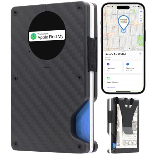 Air Mens Wallet with Built-in AirTag Chip, Works with Apple Find My (iOS Only), Track Your Wallet, Slim Minimalist Wallet for Men, RFID Wallet for Men, Credit Card Holder (Carbon Fiber)