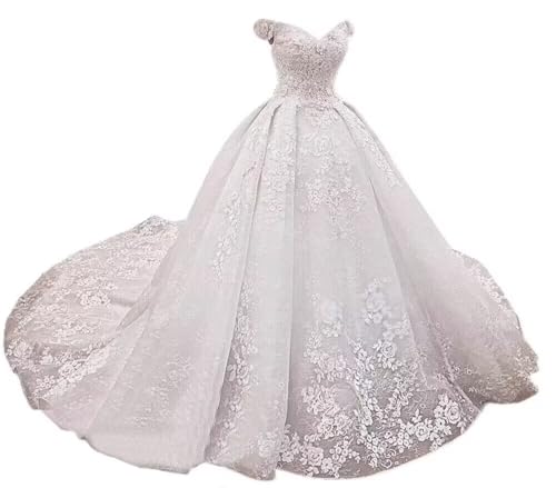 Tulle Wedding Gowns for Women Off The Shoulder Lace Appliques
