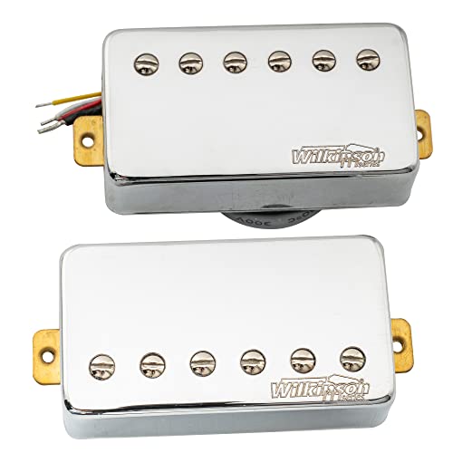Wilkinson WOCHB Ceramic PAF Style Humbucker Pickups Set for Les Paul SG Style Electric Guitar Chrome, 50 mm/52 mm