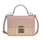 Madison West - The Madeline Crossbody Sunbleached Straw Bag Top Handle Satchel Bag for Women - Blush
