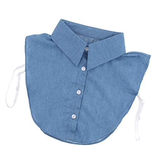 Homyl Mulheres Falso Falso Meia Camisa Blusa Falso Destacável Colar Moda Colar - Azul