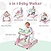 5 in 1 Baby Walker, Activity Baby Walker-Baby Bouncer, Rocker, Activity Center,Seat and Push Walker,Detachable Trampoline Mat, Adjustable Speed Rear Wheels and Height,Ages 6-18 Months