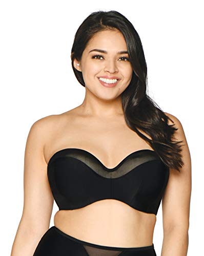 Curvy Kate Junior s Standard Sheer Class Bandeau Bikini, Black, 32DD