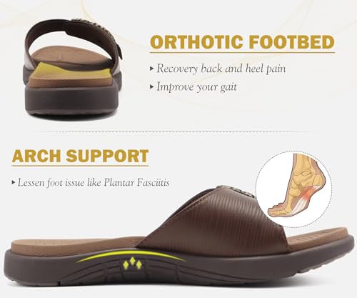 Image of COFACE Womens Dressy Orthotic Slides Lightweight Yoga Mat Thick Cushion Recovery Walking Sandals Adjustable Slip On Slippers with Comfortable Plantar Fasciitis Arch Support