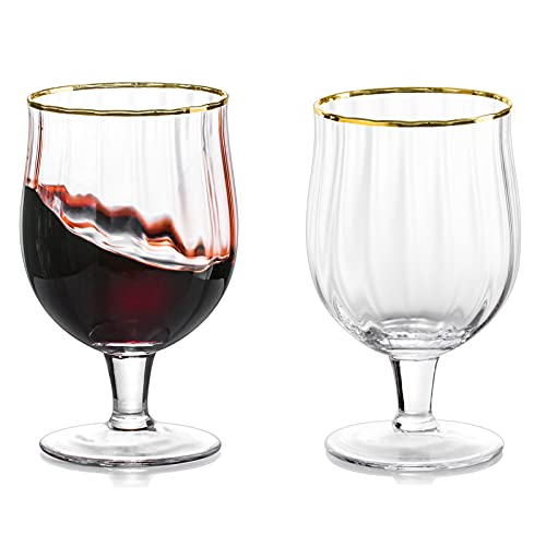 Nuptio Juego de 2 Vasos Coñac, Vasos Brandy Cristal 270ml Brandy Soplado A Mano Whisky Bourbon, Margarita Jugo Vasos Beber, Vasos Vino Tinto y Blanco, Regalo para Cumpleaños Bodas Día Gracias