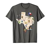 Karte von Texas Sehenswürdigkeiten, Großstädte, Flagge T-Shirt