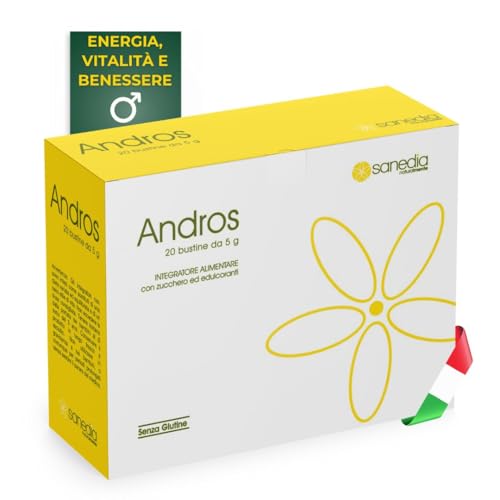 Sanedia Andros - Integratore Naturale per Energia e Vitalità per Uomini, con Tribulus,Arginina, Citrullina e Maca, 20 Bustine Solubili