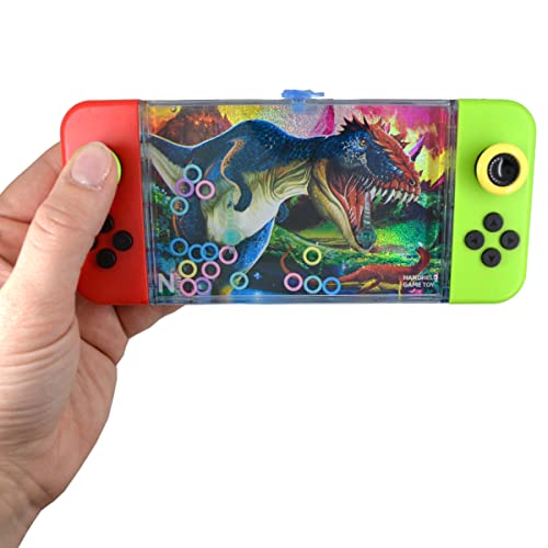 LG-Imports Geduldsspiel Wasser Dinosaurier Glitzer Dino Ringe Kinder 3 Stück Wasserflipper Handheld Bunt 17cm Mitgebsel