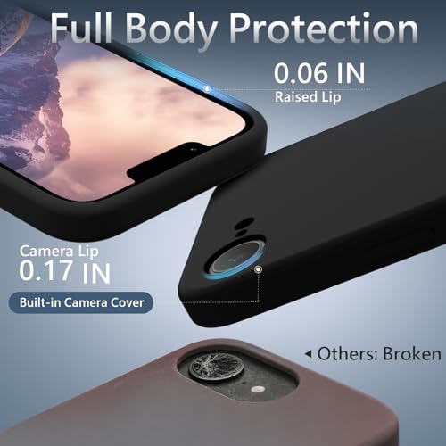 Image of FireNova Magnetic for iPhone 17e Case /iPhone 16e Case, Compatible with MagSafe, [Silicone Camera Protection] Microfiber Lining Phone Case, 6.1 inch, Black