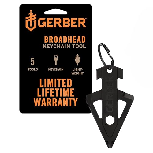 Gerber 1074044 Multifunctional Tool and Keychain for Hunting Enthusiasts Broadhead with 5 Functions for Small Daily Problems Length: 6.5 cm Black 1074044