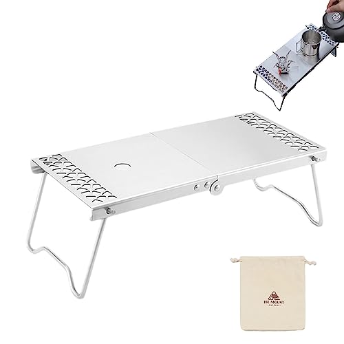 Mesa de acampamento ao ar livre – Mesa dobrável portátil de aço inoxidável para ambientes externos –