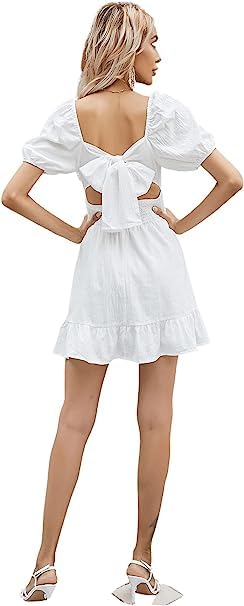Patlani Western Dresses For Women | Solid Georgette Smock Off Shoulder- Dress | Midi Western Dress For Women.(Off-White-L)