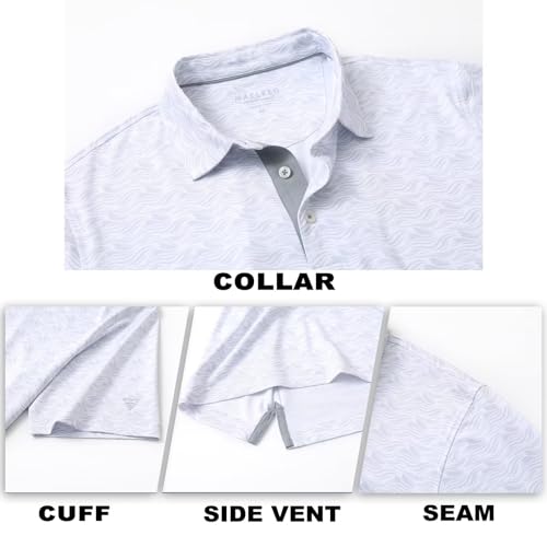Image of M MAELREG Mens Golf Shirt Short Sleeve Dry Fit Print Moisture Wicking Performance Patterns Collared Polo Shirt