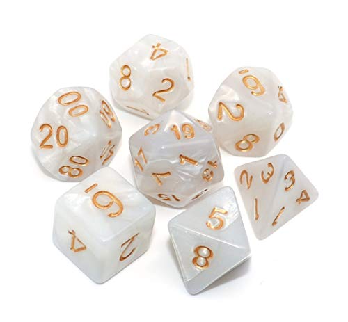 CREEBUY DND Dice Set Pearl White Games Dice for Dungeon and Dragons D&D Pathfinder MTG Role Playing Games RPG Polyhedral Dice