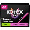 U by Kotex Click Compact Tampons, Super Absorbency, Unscented, 192 Count (6 Packs of 32) (Packaging May Vary)