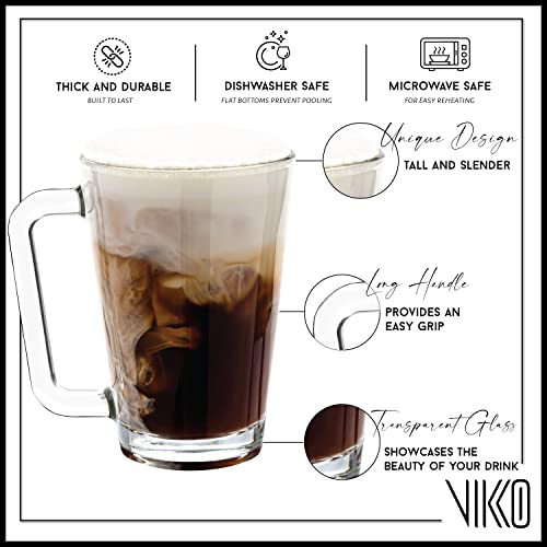 Vikko 9 Ounce Glass Coffee Mugs, Thick And Durable, For Coffee, Tea, Cider, Microwave And Dishwasher Safe , Set Of 12 Clear Glass Mugs, 3” Diameter X 4.5 Tall #TOP1