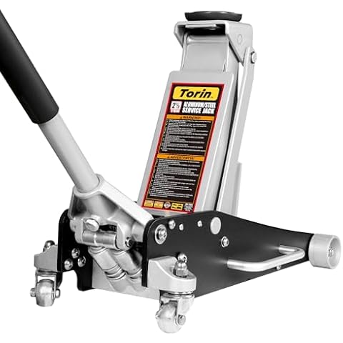 Torin T84025B Hydraulic Low Profile Aluminum and Steel Racing Floor Jack with Dual Piston Quick Lift Pump, 2.5 Ton (5,000 lb) Capacity, Black Cover